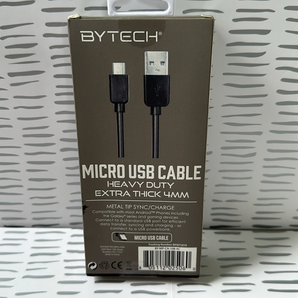 NIB Bytech 10ft Micro USB cable Heavy Duty extra thick 4MM. - Picture 3 of 4